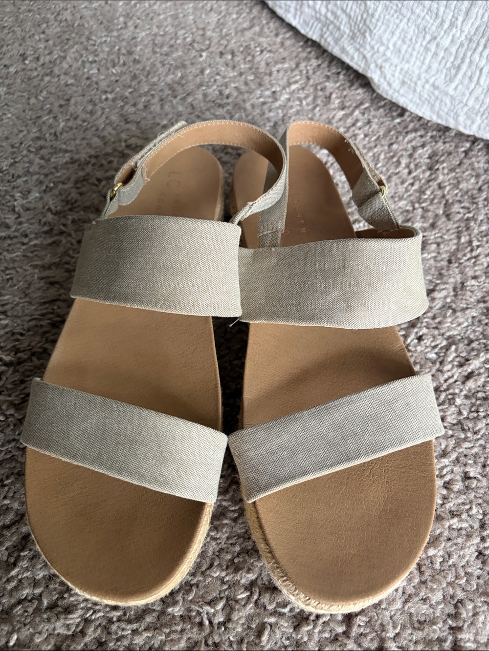 LC Lauren Conrad Beige Canvas Slingback Sandals